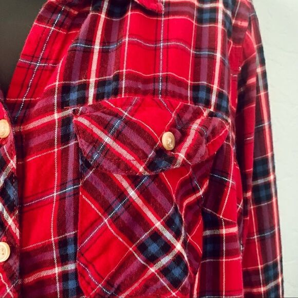 Croft & Barrow Red Plaid Flannel Shirt Size Large - Picture 3 of 9